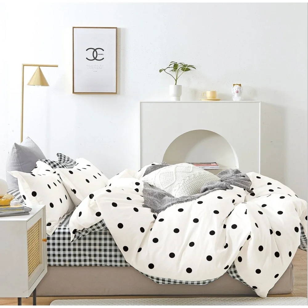 Hepburn Black Gingham Plaid 100% Cotton Sheet King Preppy Farmhouse Country Chic